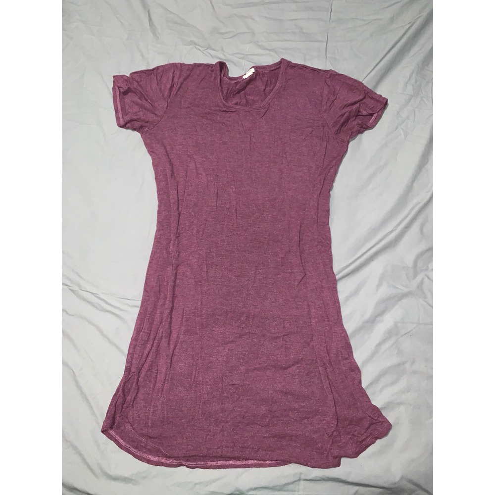 Garage Womens Short Sleeve T-Shirt Dress Heathered Purple Mini Size Large